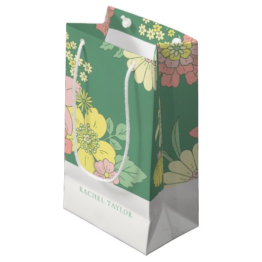 Petit Sac Cadeau Chic Floral Boho (Devant Angle)