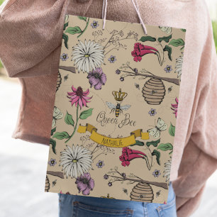 Petit Sac Cadeau Chic Gold Floral Beehive