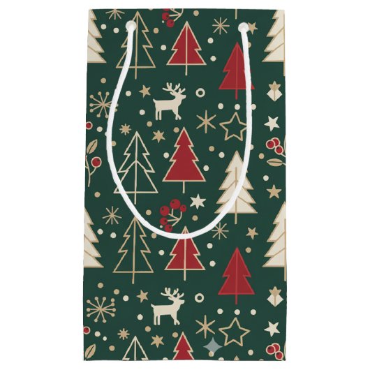 Petit Sac Cadeau Chic Nordic Winter Wonderland Seamless Pattern (Devant)