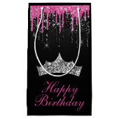 Petit Sac Cadeau Chic rose noir Parties scintillant de séchage Tiar (Devant)