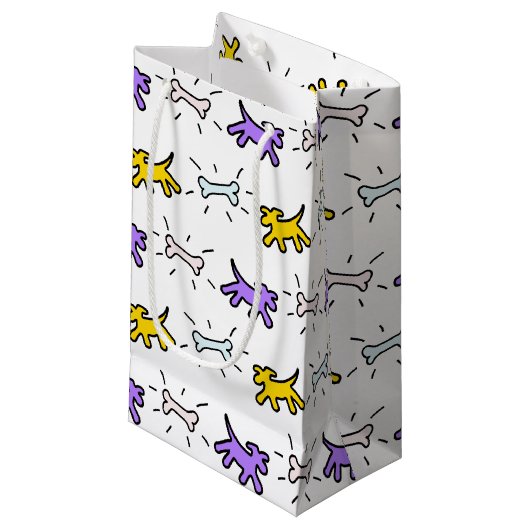 Petit Sac Cadeau Chien Bone Graffiti Style Choisir Couleur S Cadeau (Devant Angle)