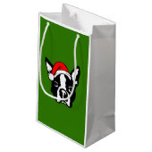 Petit Sac Cadeau Chien de Boston Terrier avec Noël Santa Hat (Dos Angle)