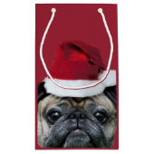 Petit Sac Cadeau Chien de carlin de Noël (Dos)