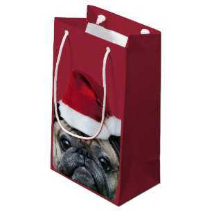 Petit Sac Cadeau Chien de carlin de Noël