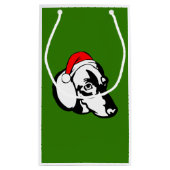 Petit Sac Cadeau Chien de Dachshund avec chapeau de Noël (Dos)