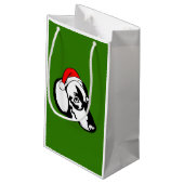 Petit Sac Cadeau Chien de Dachshund avec chapeau de Noël (Dos Angle)
