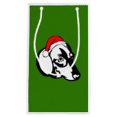 Petit Sac Cadeau Chien de Dachshund avec chapeau de Noël (Devant)
