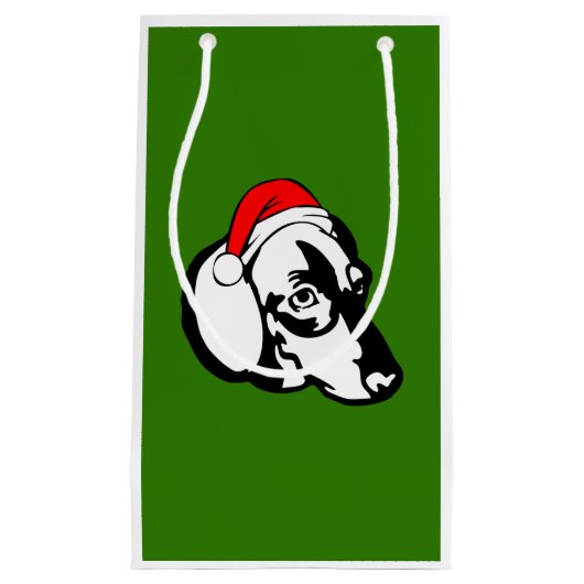 Petit Sac Cadeau Chien de Dachshund avec chapeau de Noël (Devant)