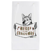 Petit Sac Cadeau Chien de Noël : Joyeux Noël ! (Devant)