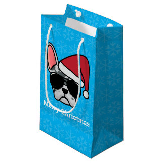 Petit Sac Cadeau Chien de taule français de Noël bleu merle