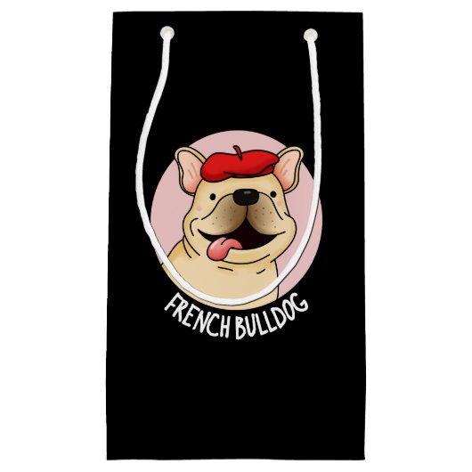 Petit Sac Cadeau Chien de taule français Funny Chien Pun Dark BG (Devant)