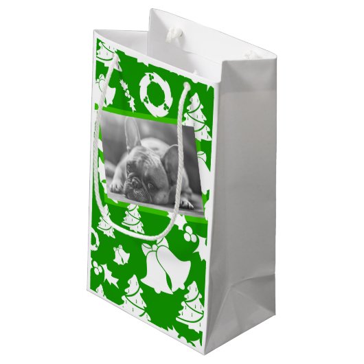 Petit Sac Cadeau Chien de taule français Joyeux sapin de Noël Cloch (Dos Angle)