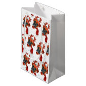 Petit Sac Cadeau Chien mignon de boxe avec rennes Antlers Noël (Devant Angle)