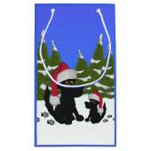 Petit Sac Cadeau Chiens de Noël bleu (Dos)