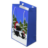 Petit Sac Cadeau Chiens de Noël bleu (Dos Angle)