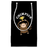 Petit Sac Cadeau Chimpion Funny Champion Chimpanzé Pun Dark BG (Devant)