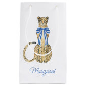 Petit Sac Cadeau Chinoiserie Aquarelle Bow Cheetah (Devant)