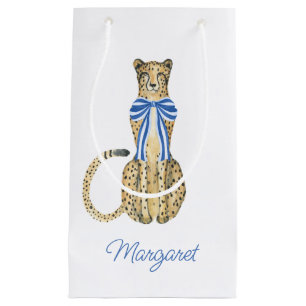 Petit Sac Cadeau Chinoiserie Aquarelle Bow Cheetah