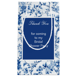 Petit Sac Cadeau Chinoiserie Oiseaux bleus et Fleurs Baby Shower