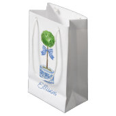 Petit Sac Cadeau Chinoiserie Watercolor Bow Topiary (Devant Angle)