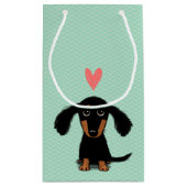 Petit Sac Cadeau Chiot aux cheveux longs drôle de teckel avec le (Dos)