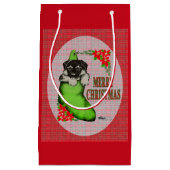 Petit Sac Cadeau Chiot de Joyeux Noël (Devant)