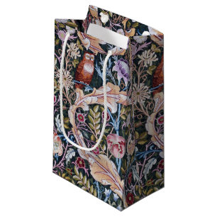 Petit Sac Cadeau Chouette et fleurs, William Morris