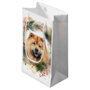 Petit Sac Cadeau chow chow Christmas Wreath Festive Pup