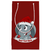Petit Sac Cadeau Christmas cartoon with a cute elephant small gift (Devant)