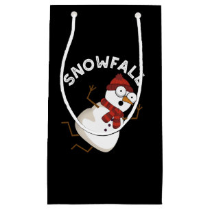 Petit Sac Cadeau Chute de neige amusante Plume de neige foncé BG
