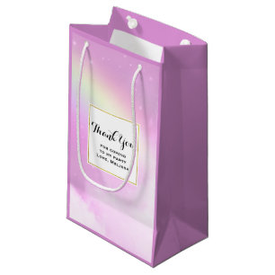 Petit Sac Cadeau Ciel rose nuages fluffés et Merci Rainbow Party