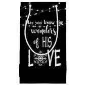 Petit Sac Cadeau Citation chrétienne de Noël avec lumières (Devant)