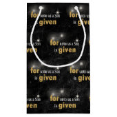 Petit Sac Cadeau Citation De Noël En Cuir Noir (Dos)