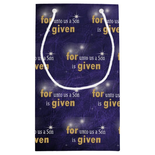 Petit Sac Cadeau Citation De Noël Sur Cuir Violet (Dos)