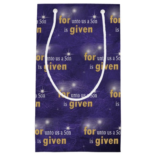 Petit Sac Cadeau Citation De Noël Sur Cuir Violet (Devant)