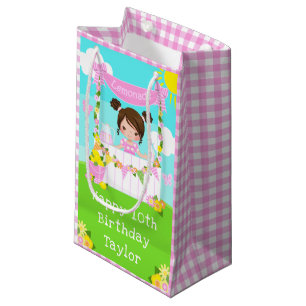 Petit Sac Cadeau Citronade rose Brown coiffeuse Joyeux anniversaire