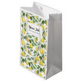 Petit Sac Cadeau Citrons, illustration. Personnalisable. (Devant Angle)