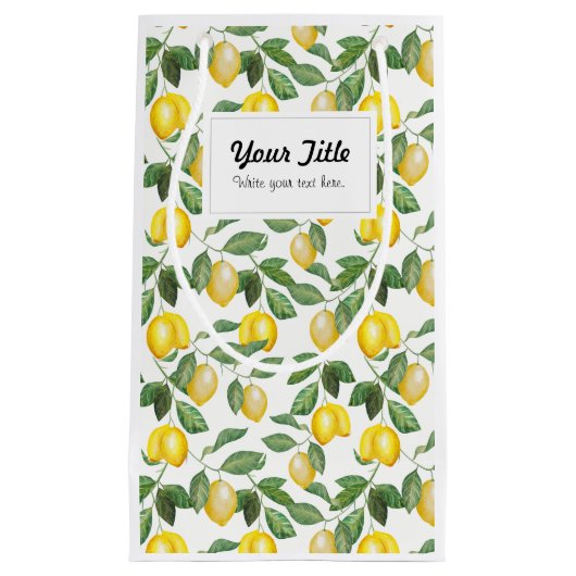 Petit Sac Cadeau Citrons, illustration. Personnalisable. (Devant)