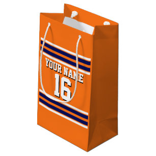 Petit Sac Cadeau Citrouille Orange avec Marine White Stripes Team J