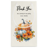Petit Sac Cadeau Citrouilles d'automne avec Fleurs et Merci de Foli (Dos)