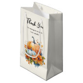 Petit Sac Cadeau Citrouilles d'automne avec Fleurs et Merci de Foli (Devant Angle)