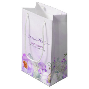 Petit Sac Cadeau Citrouilles et fleurs violettes Baby shower d'auto