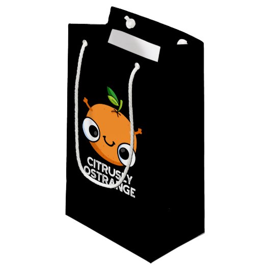 Petit Sac Cadeau Citrusly Oétrange Funny étrange orange pun foncé B (Devant Angle)