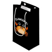 Petit Sac Cadeau Clawsome Funny Awesome Crab Pun Dark BG (Devant Angle)
