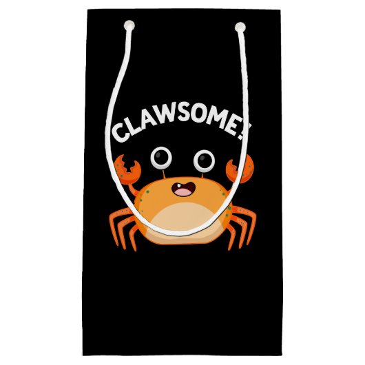 Petit Sac Cadeau Clawsome Funny Awesome Crab Pun Dark BG (Devant)