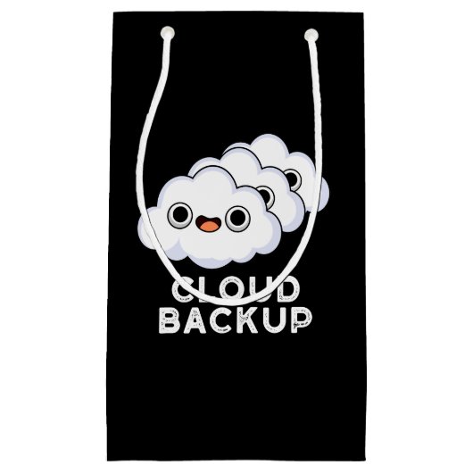 Petit Sac Cadeau Cloud Backup Funky Computer Météo Pun Dark BG (Devant)