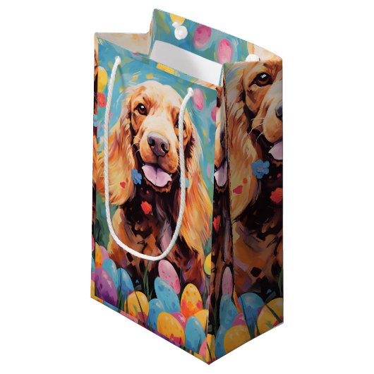 Petit Sac Cadeau Cocker Spaniel Bonne Pâques (Devant Angle)