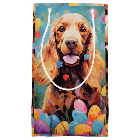 Petit Sac Cadeau Cocker Spaniel Bonne Pâques (Devant)