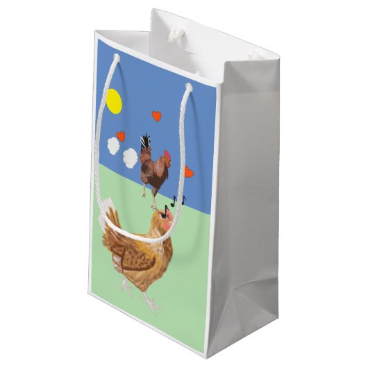 Petit Sac Cadeau Cockerel et poulet Drôle Valentine (Dos Angle)