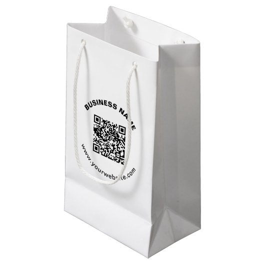 Petit Sac Cadeau Code QR avec nom d'entreprise Texte circulaire gra (Devant Angle)